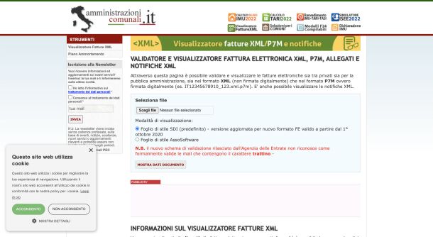 Visualizzatore XML di amministrazionicomunali.it