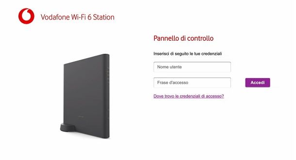 come entrare nella vodafone wifi 6 station