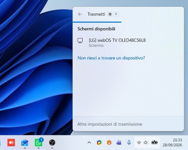 Come fare screen mirroring da PC a TV