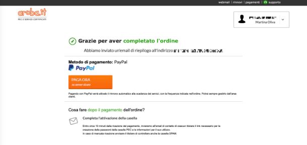 Pagare Aruba PEC con PayPal
