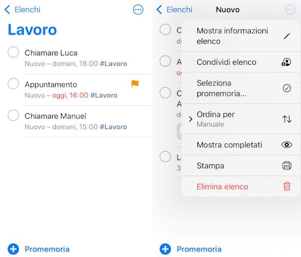 completare promemoria iPhone