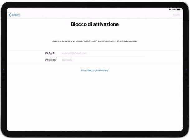 Blocco di attivazione iPad