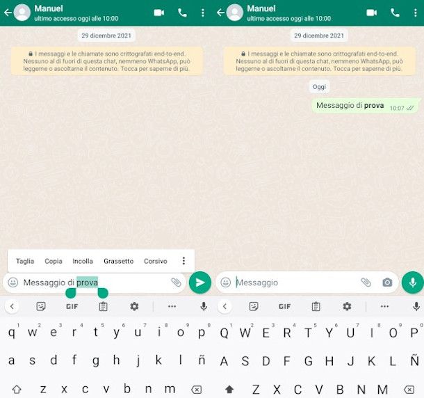 scrivere in grassetto su WhatsApp Android 