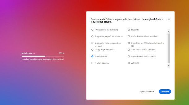 installazione client Adobe Creative Cloud su Windows