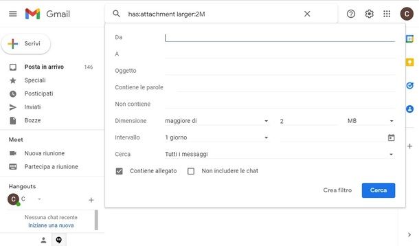 Filtri Gmail Posta in arrivo PC