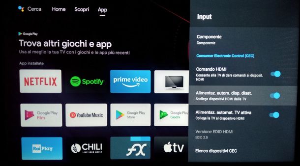 attivazione HDMI CEC TV Sharp