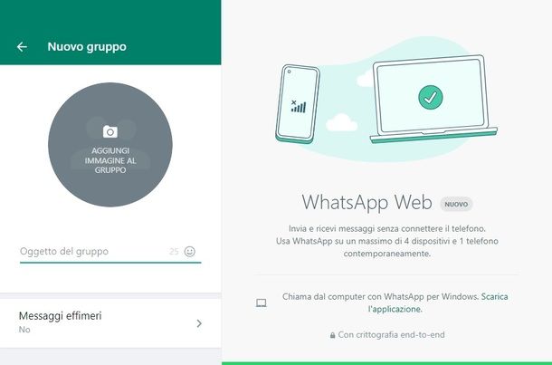 Creare gruppo WhatsApp Web 