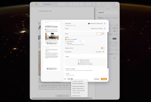 Stampante PDF macOS