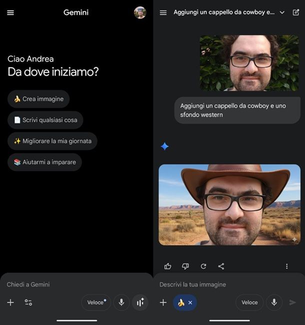 Fotomontaggi gratis Gemini intelligenza artificiale Nano Banana Android