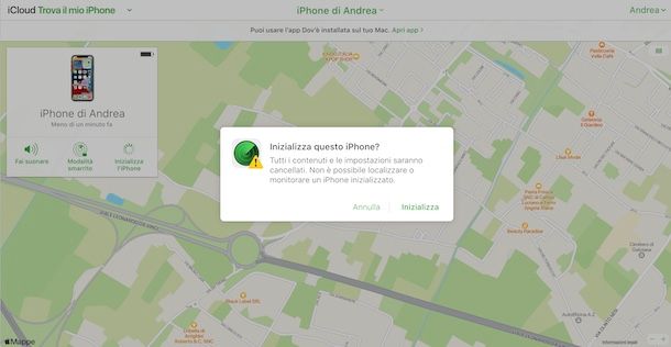 Inizializzare iPhone da iCloud