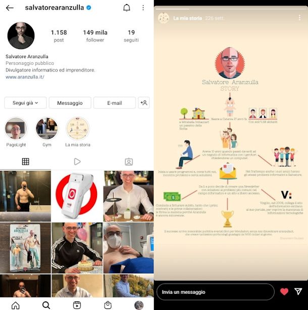 esempio di storia su Instagram alla quale è stato attribuito Mi piace 