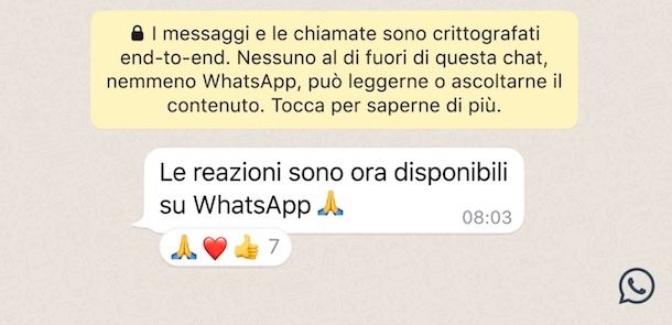 Reazioni WhatsApp