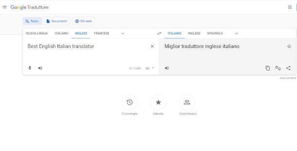google translate schermata principale