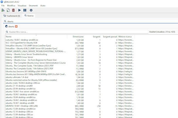 qBittorrent Ricerca