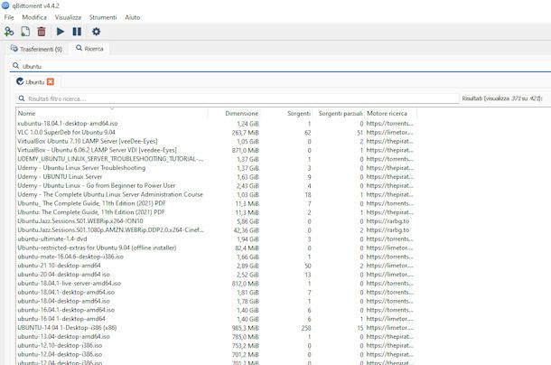 qBittorrent Ricerca
