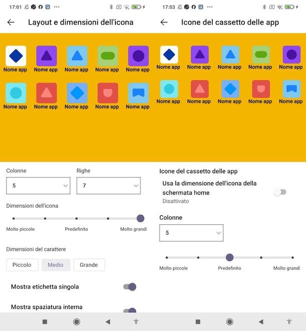 Come ingrandire icone Android
