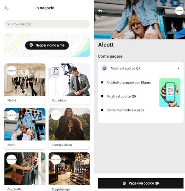 pagamento in negozio con app Klarna