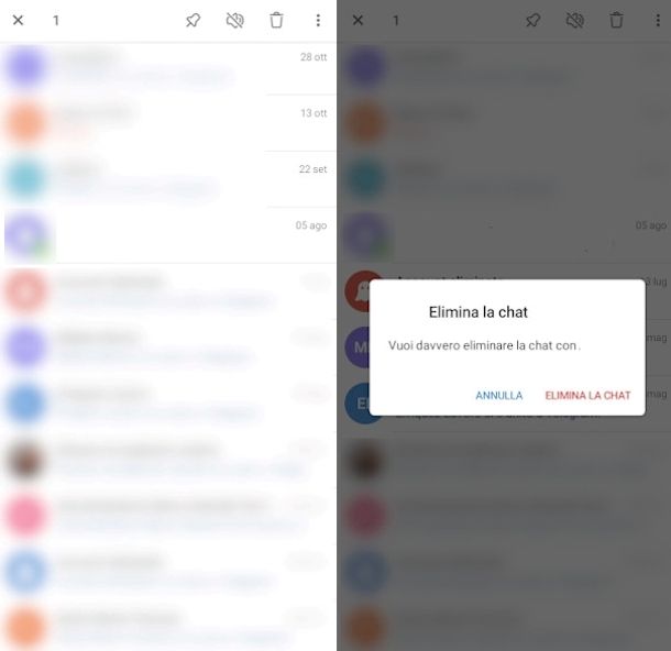 eliminazione chat Telegram Android