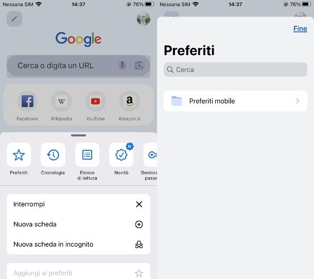 Come visualizzare Preferiti Chrome su iPhone
