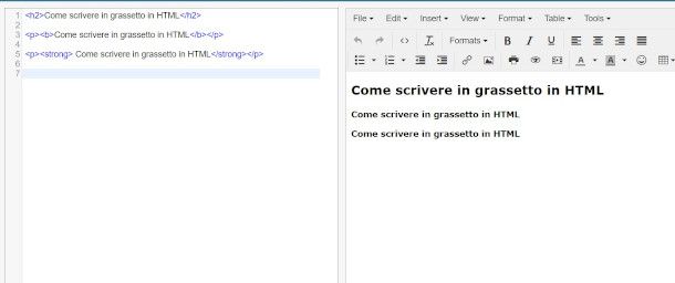 tag per il grassetto in HTML