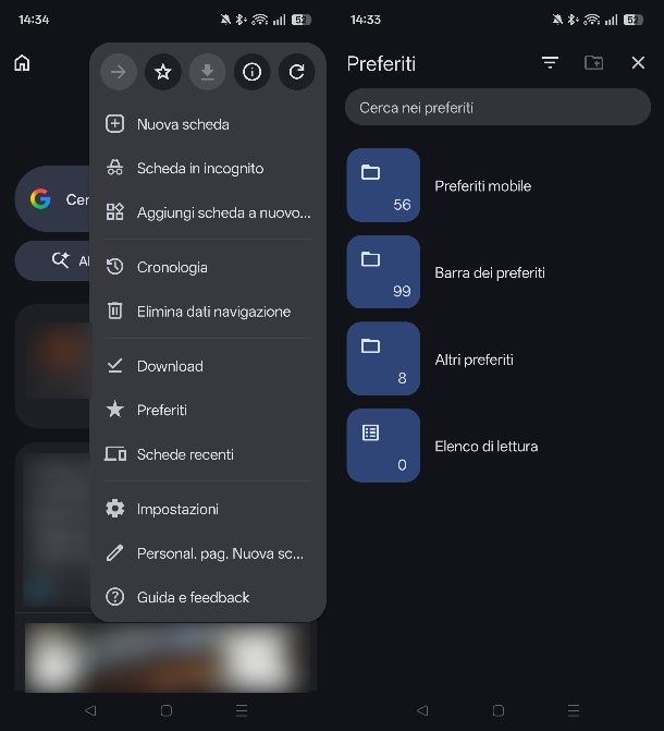 Come visualizzare Preferiti Chrome su Android