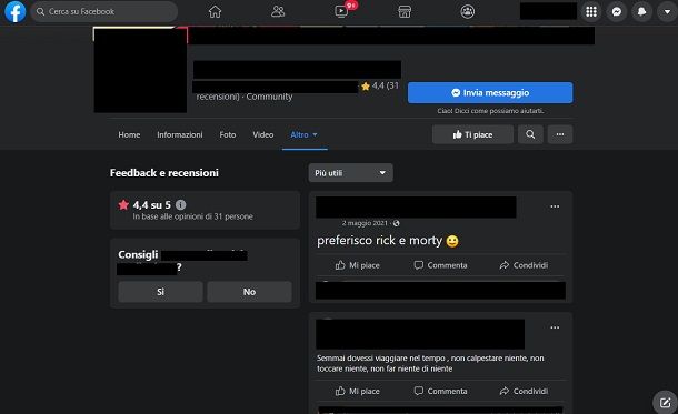 recensioni facebook da pc