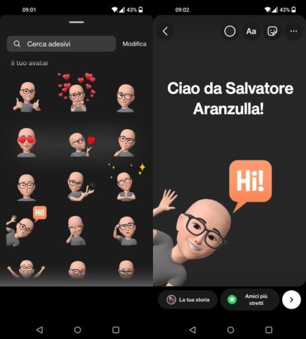 Come usare gli avatar su Instagram