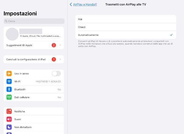 Come disattivare AirPlay su iPad