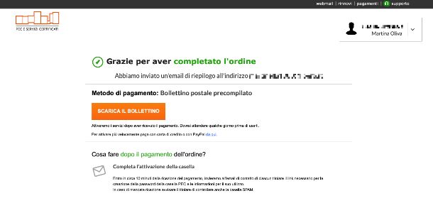 Pagare Aruba PEC con bollettino postale
