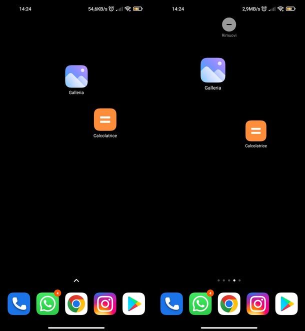 Rimuovere icone home screen Android
