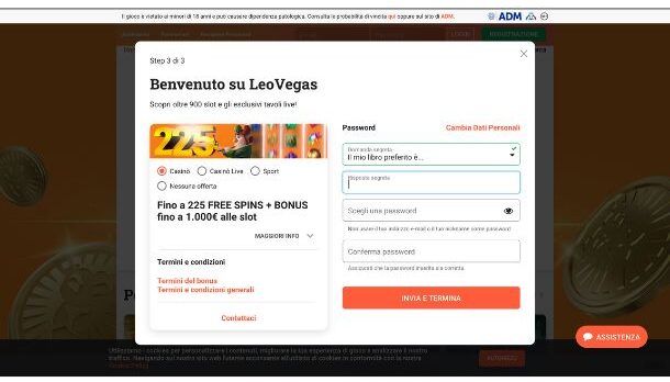 Registrazione Leo Vegas