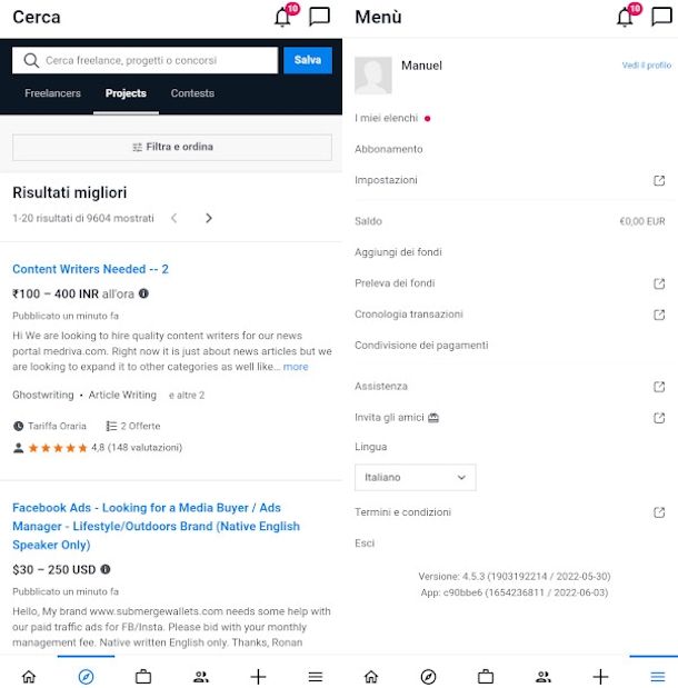 ricerca progetto lavoro app Freelancer