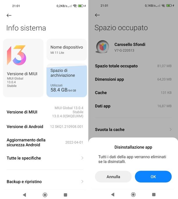 Disinstallare carosello Sfondi Xiaomi