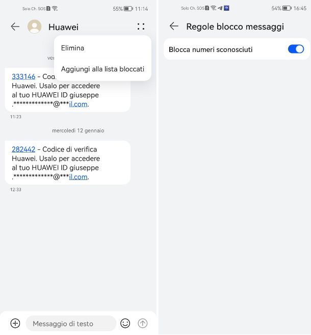 Come bloccare SMS HUAWEI