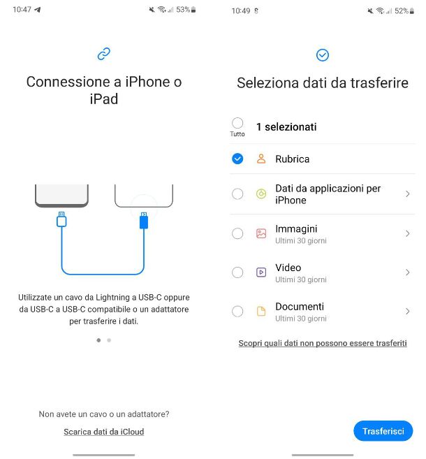 Come trasferire contatti da iPhone a Samsung con Smart Switch