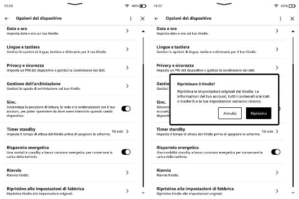 Aggiornare Kindle disabilitato