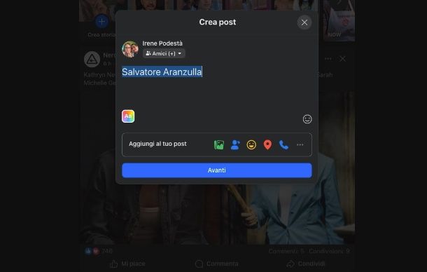Come taggare su Facebook in un post