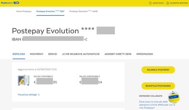 Gestire Postepay Evolution online