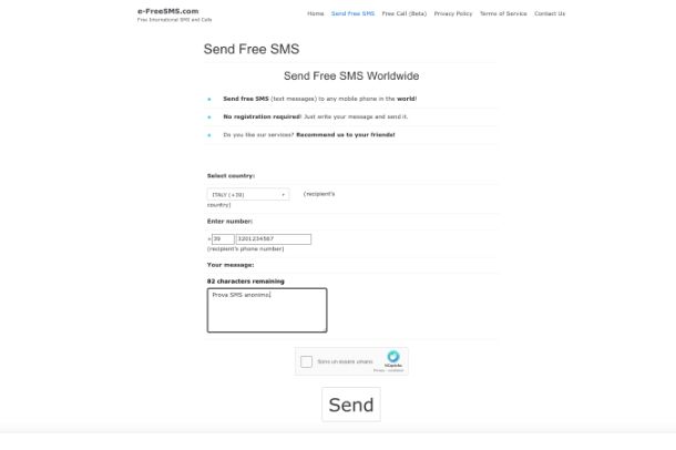 Come mandare SMS anonimi gratis da Internet