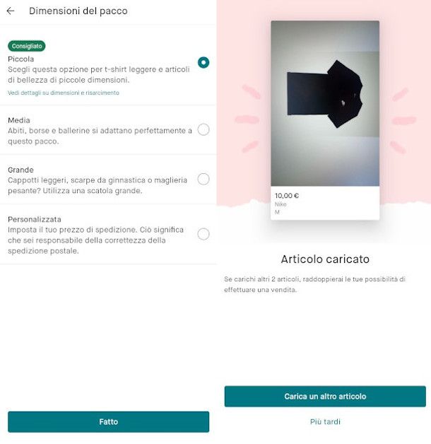 pubblicazione annuncio app Vinted