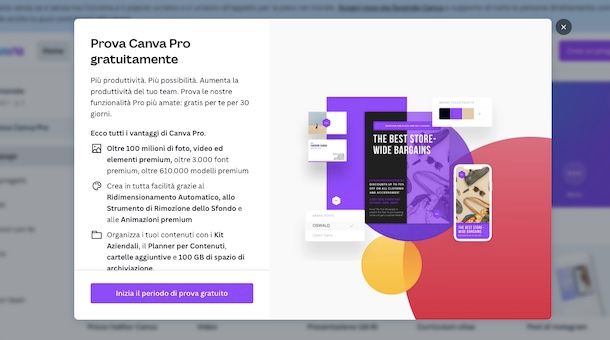 Canva Pro prova gratuita