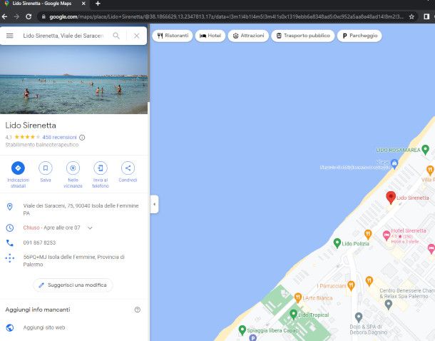 Cercare un luogo su Google Maps