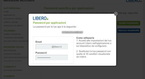 verifica password specifica per app