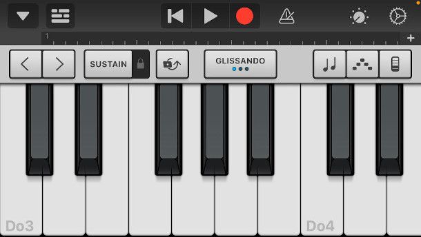 interfaccia strumento app Garage Band iPhone