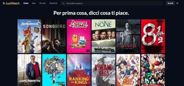 selezione film preferiti da sito Just Watch