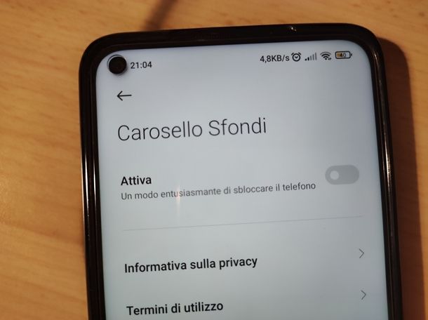 Carosello Sfondi Impostazioni Android