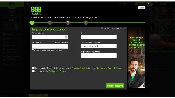 Registrazione 888casinò