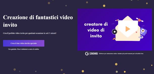 schermata sito Animaker per avvio progetto invito digitale animato