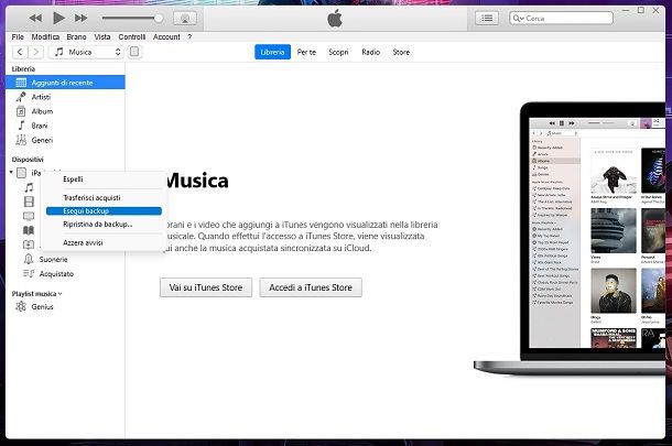 Backup su iTunes