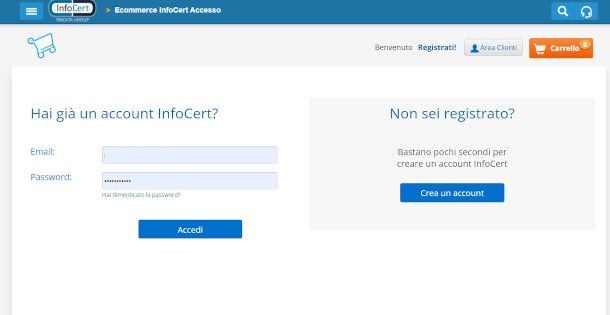 accesso area personale SPID Infocert